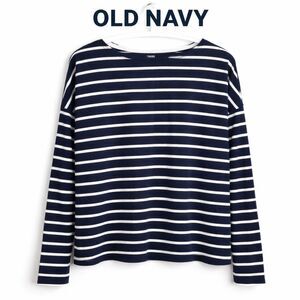 Old Navy Blue White Striped Nautical Summer Preppy Coastal Chic Top Size M